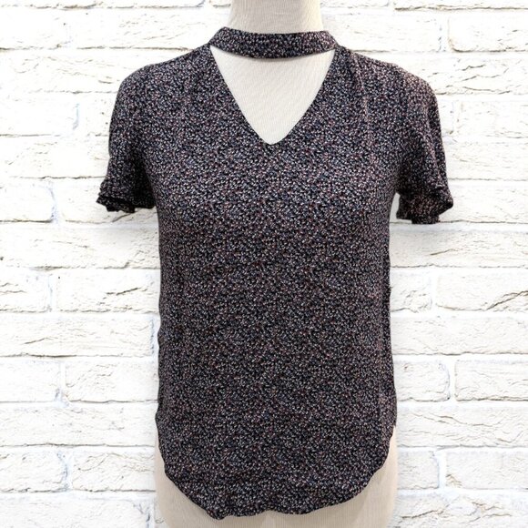 Anthropologie Maeve Bella Choker Flutter Sleeve Floral Blouse - Size XS - Picture 6 of 9